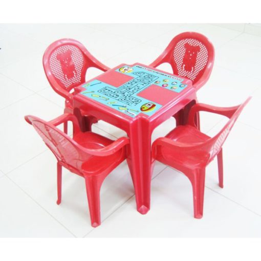 Mesa Infantil Plástica Empilhável com Jogo - Cor Vermelha